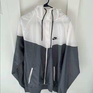 Nike Men's White and Gray Rain Jacket